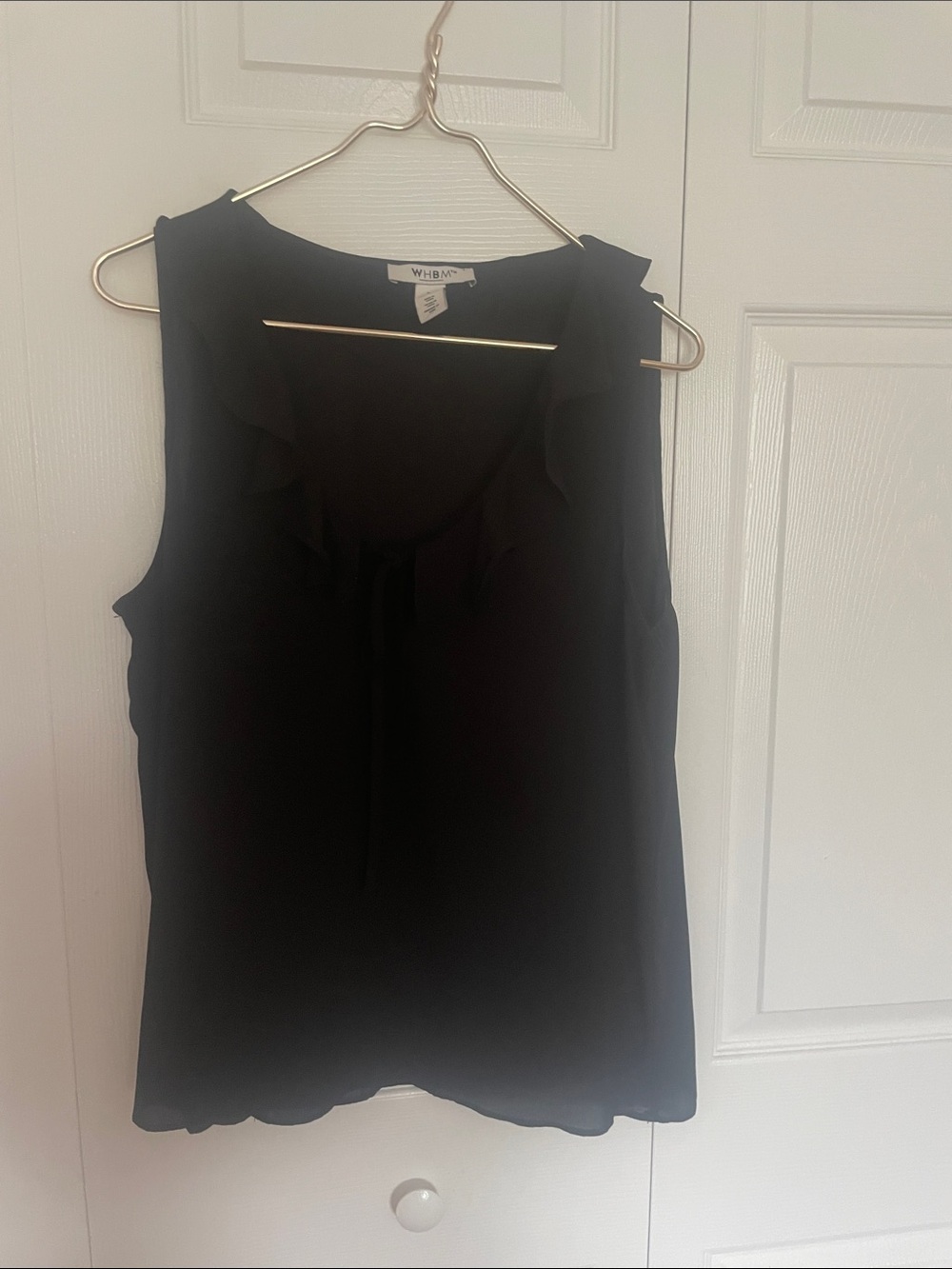 Black sheer v neck sleeveless blouse